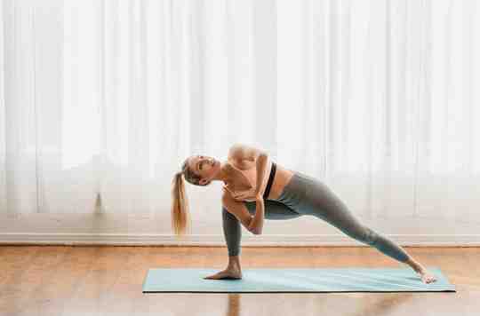 Extended Side Angle Pose Variation Namaste Hands
