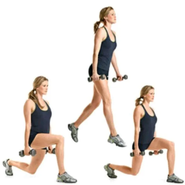 Jumping lunges with dumbbells