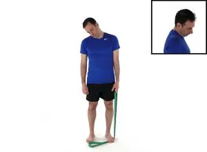 levator scapula stretch with band