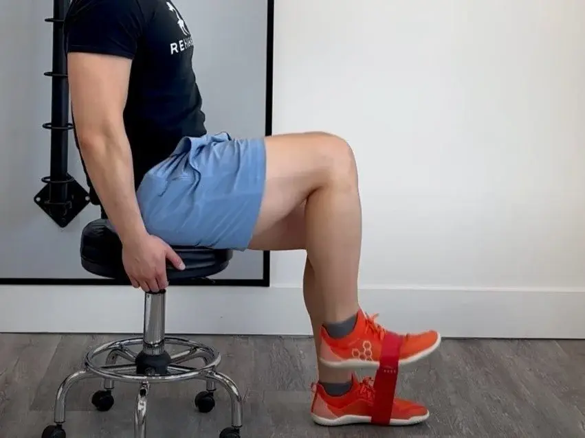 seated hip march exercise with band